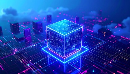 Futuristic digital cube