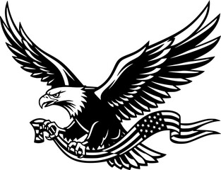 Patriotic Eagle SVG Vector Outline Design
