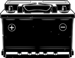 Car Battery Vector Outline Black SVG Clipart

