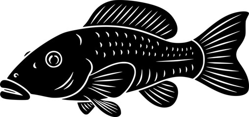 Fototapeta premium Pleco Fish Black SVG Vector Outline 