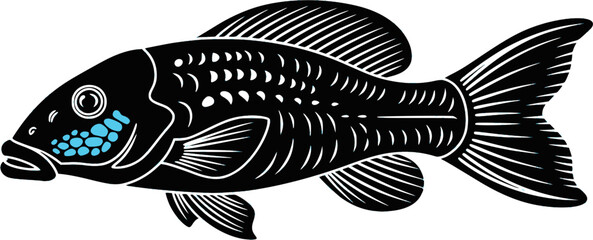 Pleco Fish Black SVG Vector Outline
