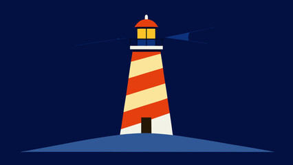 Iconic Lighthouse with Red and Yellow Stripes on Dark Blue transparency background beacon nautical
