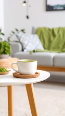 Cozy living room with matcha
