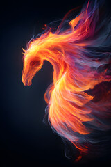 Fototapeta premium A stunning digital artwork of a horse transforming into a magnificent phoenix, embodying rebirth and renewal.