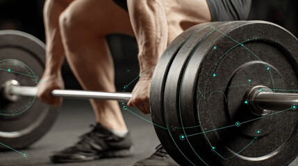 A man is lifting a barbell with his right hand