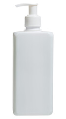 White plastic bottle with dispenser. Image isolated, template for advertising cosmetics or other hygiene products