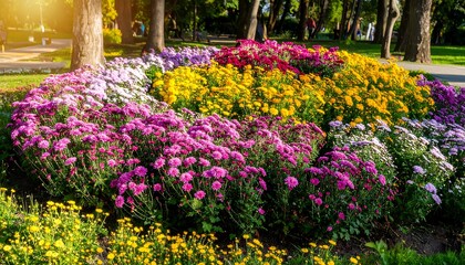 Obraz premium Colorful flowerbeds in a park