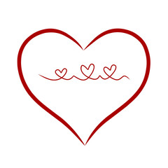 Simple red heart outline with three small hearts inside