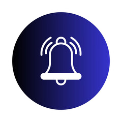 White bell icon ringing on a dark blue gradient circle