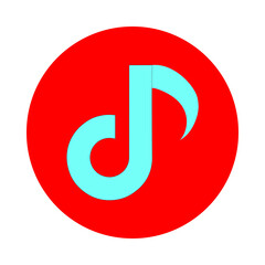 Bright blue musical note symbol on red circle background