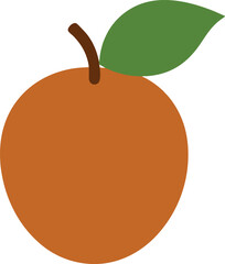 Sapodilla Fruit Illustration with Green Leaf and Brown Stem