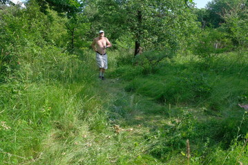 Man Man Cutting Ripe Strawberries On Wooden Board Hands Visible Product Summer