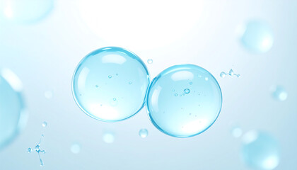 Serene Aqua Bubbles:  Abstract 3D Render of Translucent Spheres,  Clean and Modern Style,  Perfect for Skincare or Technology.