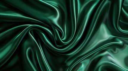 Obraz premium Photorealistic full screen background of luxurious emerald green silk fabric