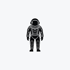 Black and white silhouette of an astronaut space suit
