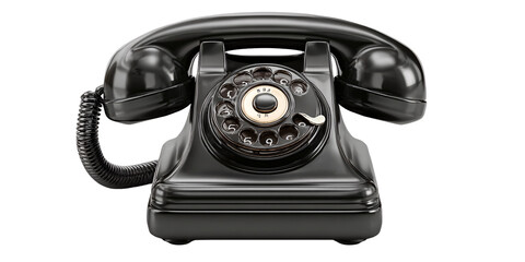 Classic black rotary dial telephone with vintage design, antique communication technology for retro style and nostalgic call experience