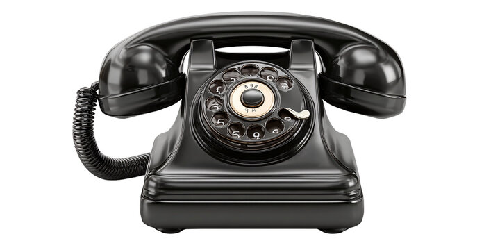 Classic black rotary dial telephone with vintage design, antique communication technology for retro style and nostalgic call experience