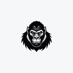 Black Gorilla Head Logo Silhouette animal face