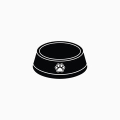 Black pet food bowl with paw print icon pet bowl dog bowl