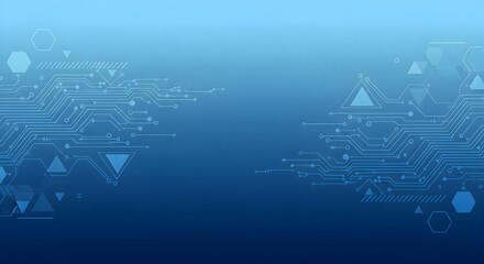 Abstract Blue Digital Circuit Board Technology Background with Geometric Shapes