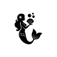 creative details Outline mermaid silhouette Icon vector illustration.