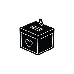 Donation Box with Heart and Coin Silhouette charity