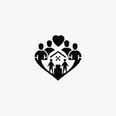 Family and Home Silhouette Icon house love