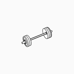 Outline Drawing of a Barbell on White Background weightlifting