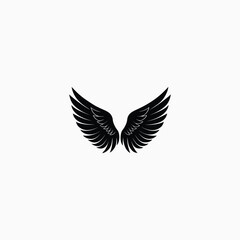 Pair of black wings on a white background angel bird
