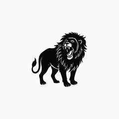 Roaring Lion Silhouette with Open Mouth animal wild