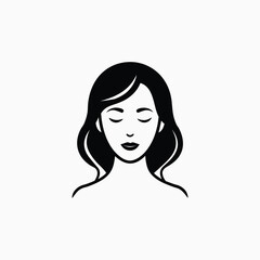 Woman with closed eyes and flowing hair female face