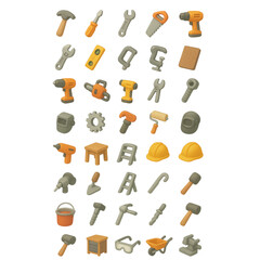 Collection of 3D rendered construction and DIY tools and equipment icons on a transparency background black background hammer isolated on a transparent background