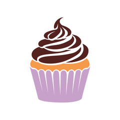 Cupcake Vector Illustration &ndash; Sweet Dessert Icon with Colorful Frosting for Bakery Logo, Cafe Branding, Menu Design, and Graphic Decoration