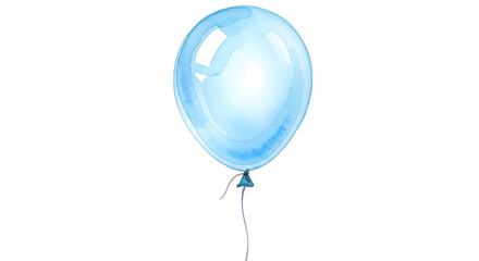 Blue watercolor Balloon in pastel tones for Baby shower greeting cards or Birthday party invitations. Art of floating holiday helium sphere for celebration. Clipart for kids design