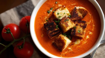 Tomato Soup with Croutons - Comfort Food Delight