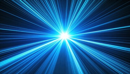 Moving blue light streak ray on black