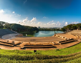 beautiful shot of the amphitheater and lake vitoria regia in the city of bauru sao paulo