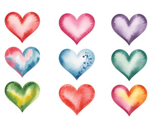 Romantic hearts in pastel tones, perfect for wedding, valentine, and greeting themes.