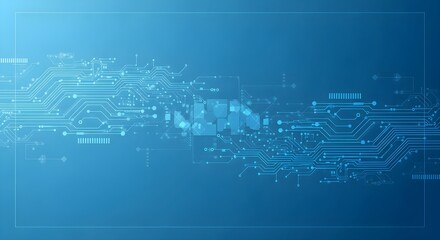 High-tech electronic circuit board pattern on a blue backdrop, a futuristic technology concept for a digital background