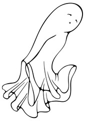 Halloween ghosts set line art illustration. Minimalist Halloween Ghost – Black and White Cartoon Line Art. Black outline on transparent background