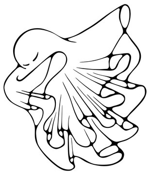 Halloween ghosts set line art illustration. Minimalist Halloween Ghost &ndash; Black and White Cartoon Line Art. Black outline on transparent background