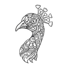 Peacock head mandala arts isolated on white background