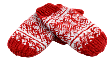 pair of red knitted gloves
