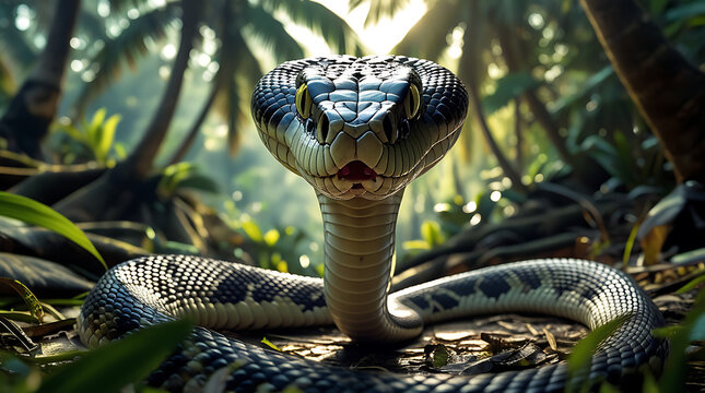 King Cobra in the wild rainforest