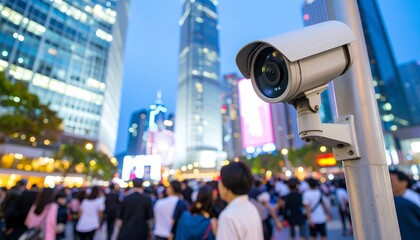 City street security camera at twilight