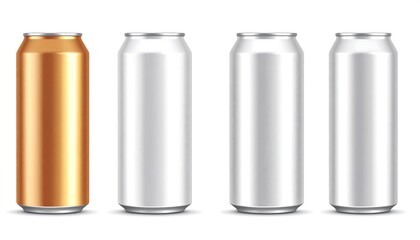 Four aluminum beverage cans