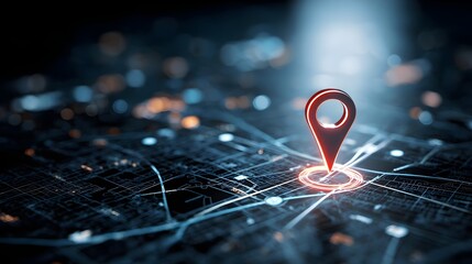 Glowing Light Geolocation Map Marker Local Business