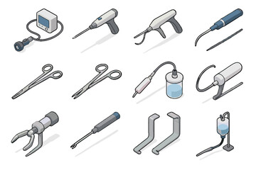 Icons icon forceps scissors needle vector suction system robotic scalpel remote gripper