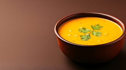 Hearty carrot ginger soup with fresh parsley garnish