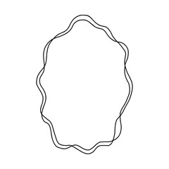 Whimsical coquette ribbon frame with wavy, hand-drawn lines forming an elegant irregular oval border. Perfect for invitations, scrapbooking, stationery, branding, feminine decorative design projects.